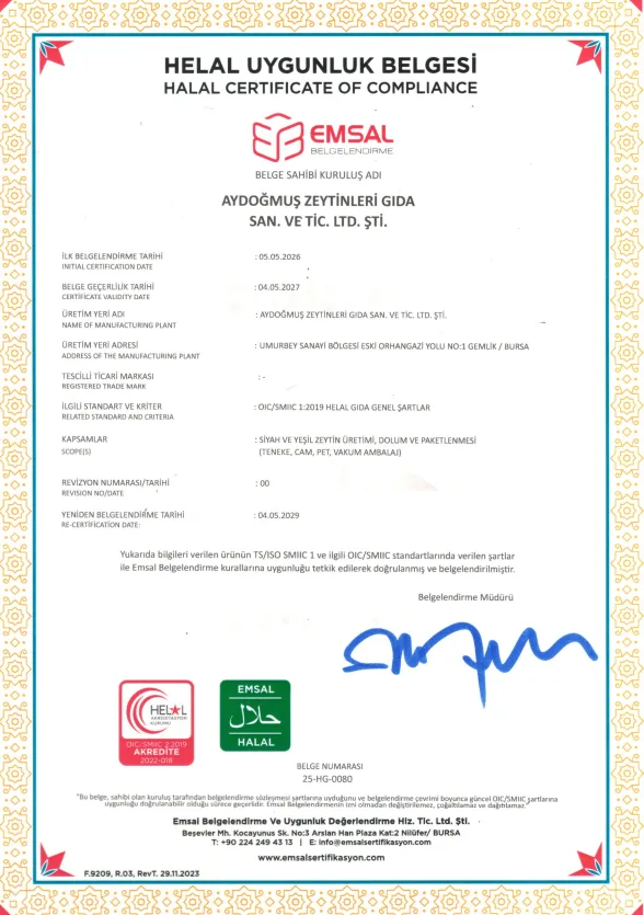 Helal Uygunluk Belgesi — OIC/SMIIC 1:2019 standardı