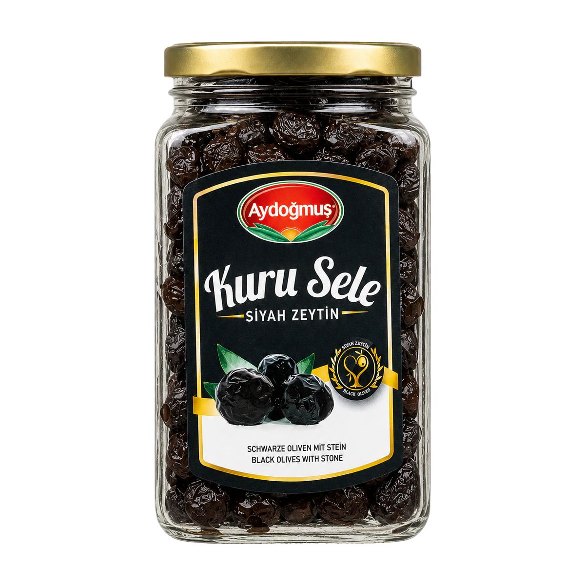 Gemlik Siyah Zeytin Kuru Sele Cam 350GR 351-410 2XS-3XS