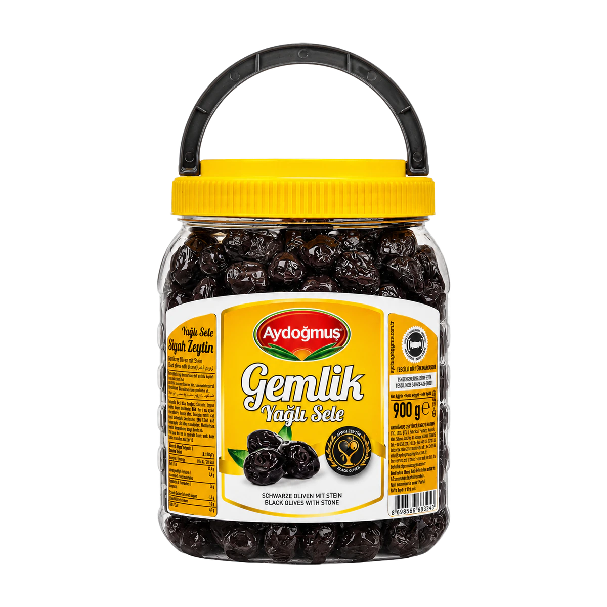 Gemlik Siyah Zeytin Sarı Kapak 900GR 321-380 XS-2XS