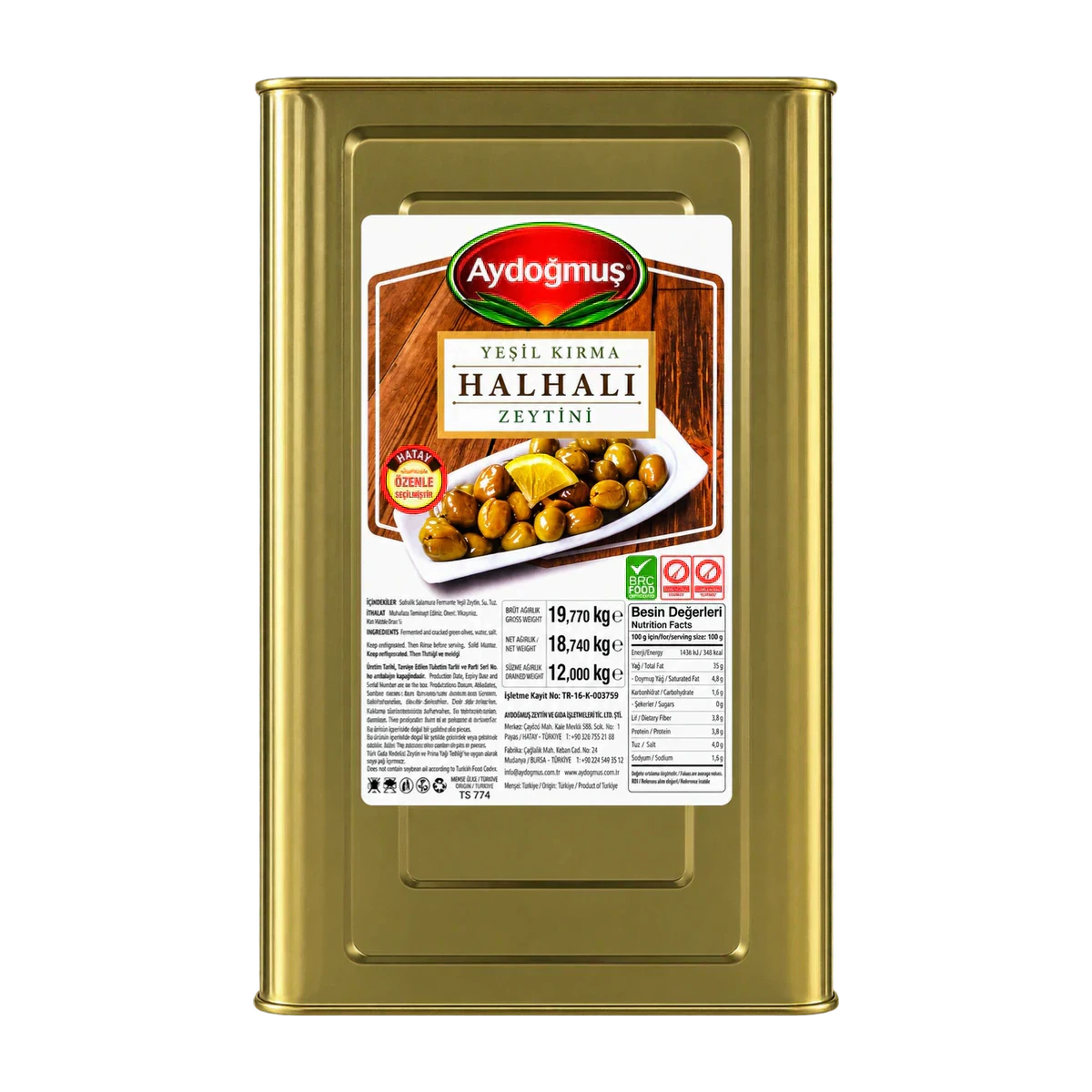 Yeşil Zeytin Halhalı 10KG
