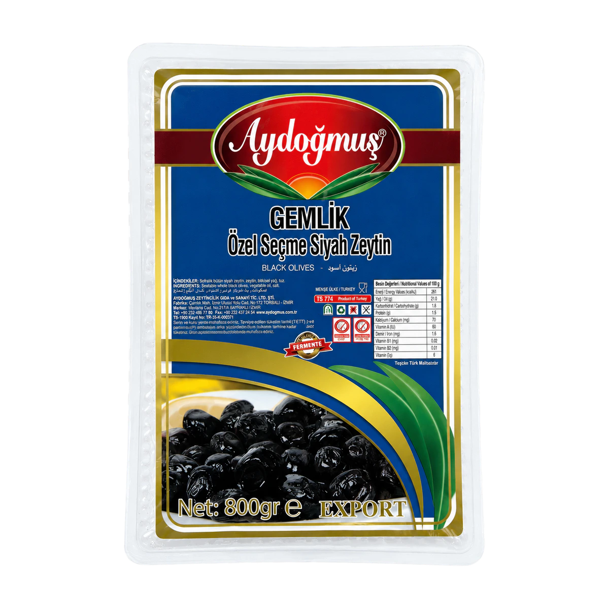 Gemlik Siyah Zeytin Özel Seçme 800GR