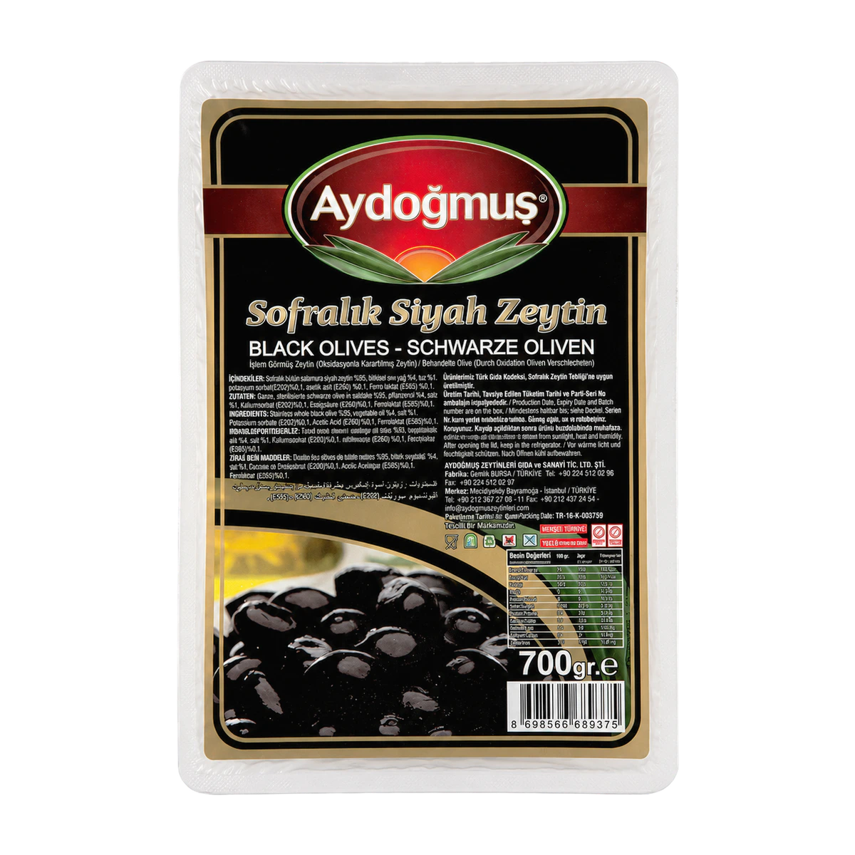 Gemlik Siyah Zeytin Uslu 700GR 291-350 S-XS