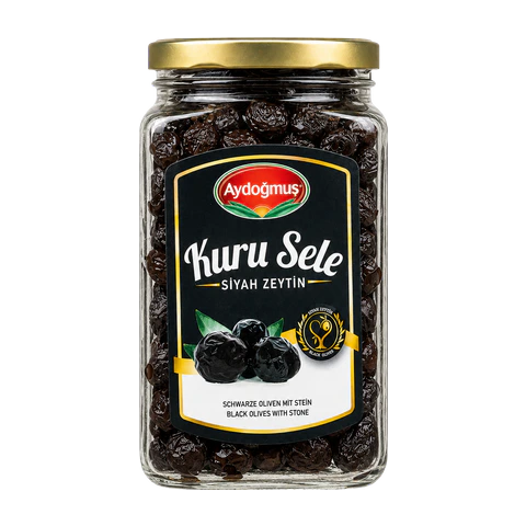 Gemlik Siyah Zeytin Kuru Sele Cam 350GR 351-410 2XS-3XS